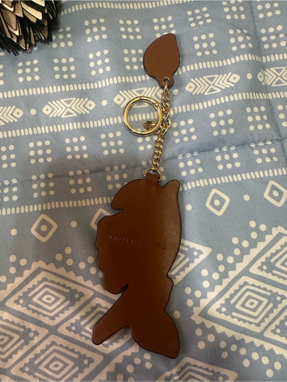 Michael Kors Red Floral Saffiano Leather Keychain - Picture 3 of 13